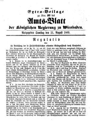Amtsblatt der Regierung in Wiesbaden (Herzoglich-nassauisches allgemeines Intelligenzblatt) Samstag 21. August 1869