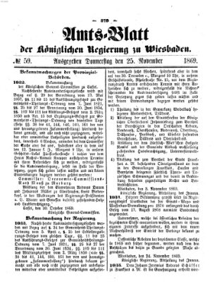 Amtsblatt der Regierung in Wiesbaden (Herzoglich-nassauisches allgemeines Intelligenzblatt) Donnerstag 25. November 1869