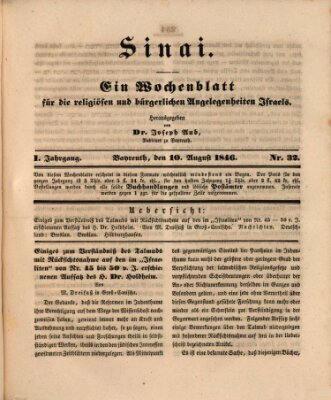 Sinai Montag 10. August 1846