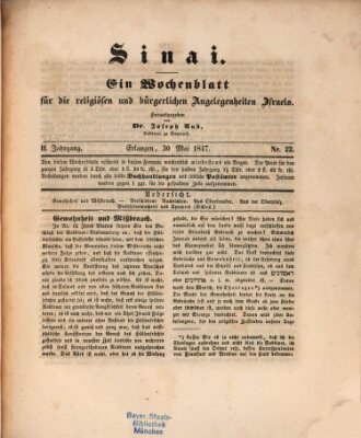 Sinai Sonntag 30. Mai 1847