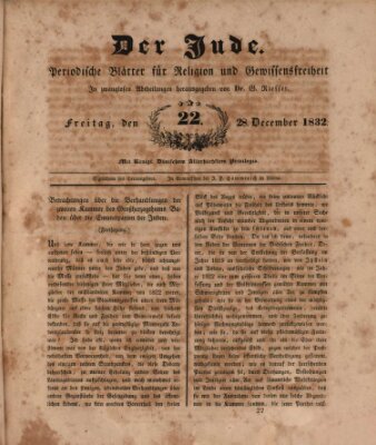 Der Jude Freitag 28. Dezember 1832