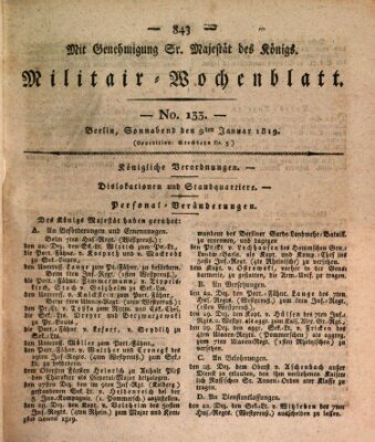 Militär-Wochenblatt Samstag 9. Januar 1819