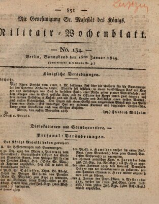 Militär-Wochenblatt Samstag 16. Januar 1819