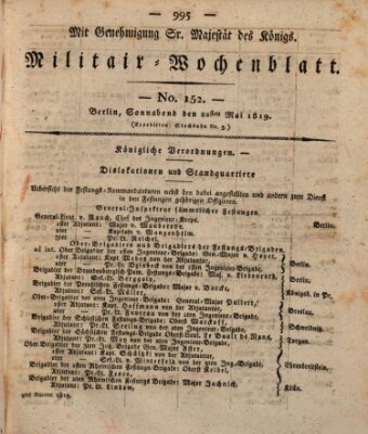 Militär-Wochenblatt Samstag 22. Mai 1819