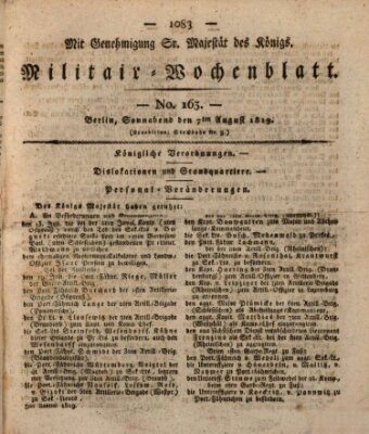 Militär-Wochenblatt Samstag 7. August 1819