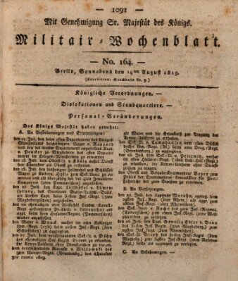 Militär-Wochenblatt Samstag 14. August 1819