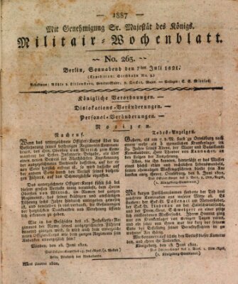 Militär-Wochenblatt Samstag 7. Juli 1821