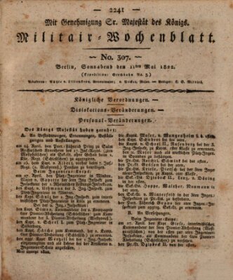 Militär-Wochenblatt Samstag 11. Mai 1822