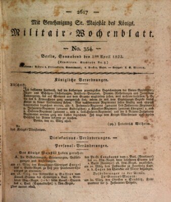 Militär-Wochenblatt Samstag 5. April 1823