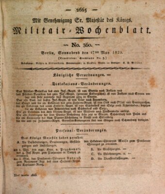 Militär-Wochenblatt Samstag 17. Mai 1823