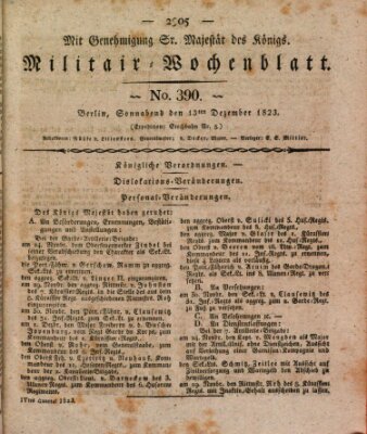 Militär-Wochenblatt Samstag 13. Dezember 1823