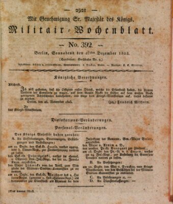 Militär-Wochenblatt Samstag 27. Dezember 1823
