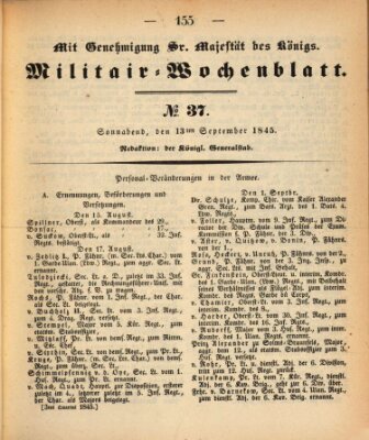 Militär-Wochenblatt Samstag 13. September 1845