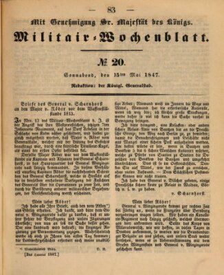Militär-Wochenblatt Samstag 15. Mai 1847