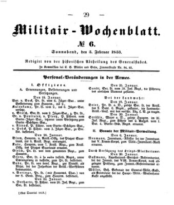 Militär-Wochenblatt Samstag 5. Februar 1853