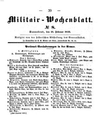 Militär-Wochenblatt Samstag 19. Februar 1853