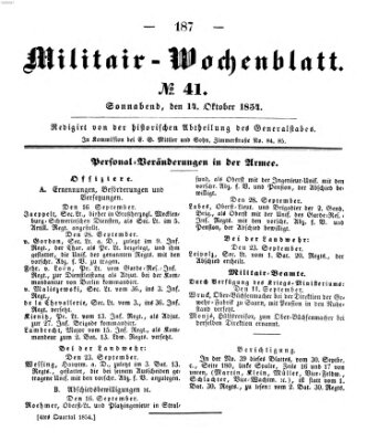 Militär-Wochenblatt Samstag 14. Oktober 1854