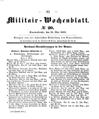 Militär-Wochenblatt Samstag 19. Mai 1855