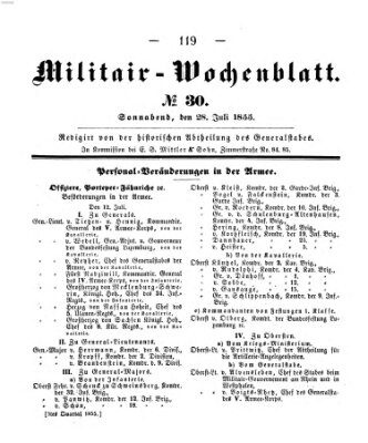 Militär-Wochenblatt Samstag 28. Juli 1855