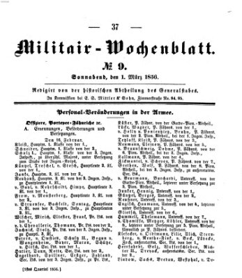 Militär-Wochenblatt Samstag 1. März 1856