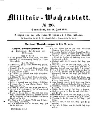 Militär-Wochenblatt Samstag 28. Juni 1856