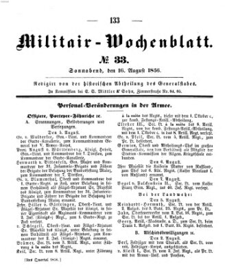 Militär-Wochenblatt Samstag 16. August 1856