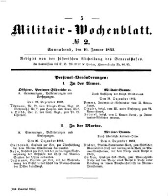 Militär-Wochenblatt Samstag 10. Januar 1863
