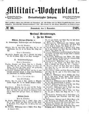 Militär-Wochenblatt Samstag 7. November 1868