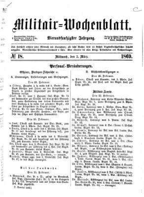 Militär-Wochenblatt Mittwoch 3. März 1869