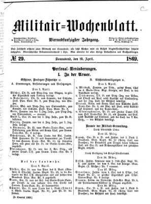 Militär-Wochenblatt Samstag 10. April 1869