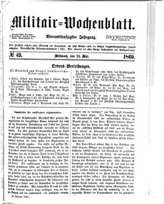 Militär-Wochenblatt Mittwoch 26. Mai 1869