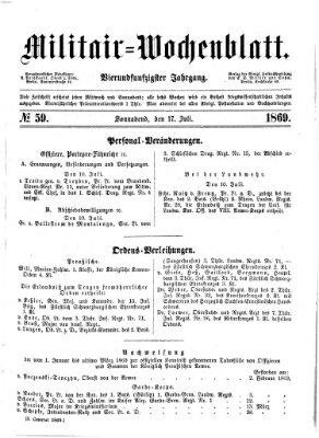 Militär-Wochenblatt Samstag 17. Juli 1869