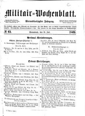 Militär-Wochenblatt Samstag 31. Juli 1869