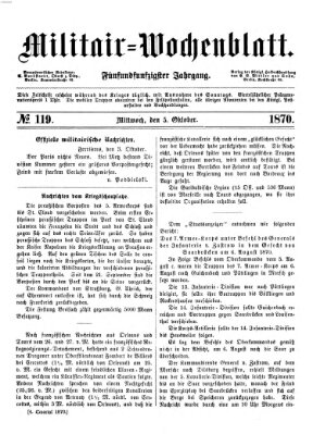 Militär-Wochenblatt Mittwoch 5. Oktober 1870