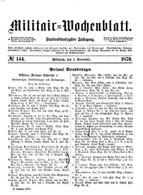 Militär-Wochenblatt Mittwoch 2. November 1870