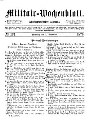 Militär-Wochenblatt Mittwoch 23. November 1870