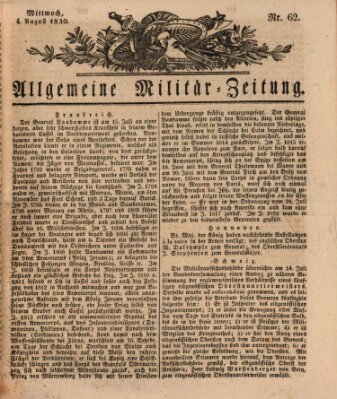 Allgemeine Militär-Zeitung Mittwoch 4. August 1830
