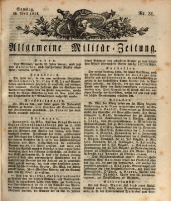 Allgemeine Militär-Zeitung Samstag 16. April 1831