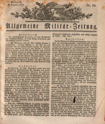 Allgemeine Militär-Zeitung Mittwoch 10. August 1831