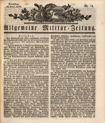 Allgemeine Militär-Zeitung Samstag 14. September 1839