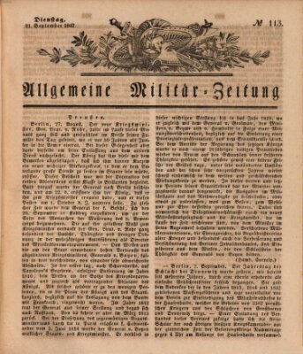 Allgemeine Militär-Zeitung Dienstag 21. September 1847
