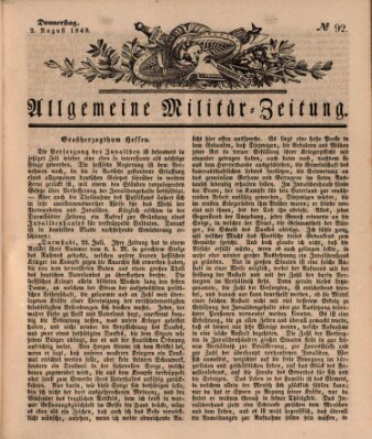 Allgemeine Militär-Zeitung Donnerstag 2. August 1849