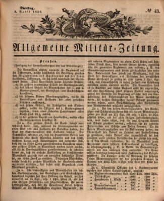 Allgemeine Militär-Zeitung Dienstag 9. April 1850