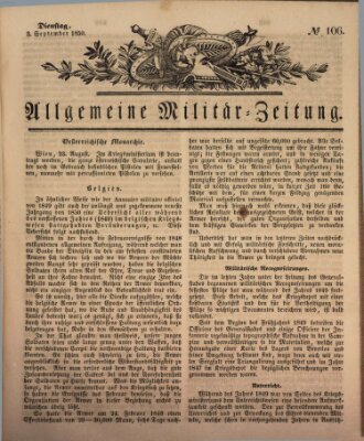 Allgemeine Militär-Zeitung Dienstag 3. September 1850