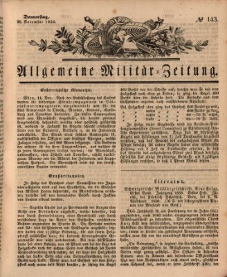 Allgemeine Militär-Zeitung Donnerstag 28. November 1850