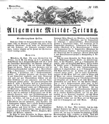 Allgemeine Militär-Zeitung Donnerstag 2. Oktober 1851