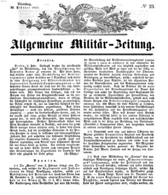 Allgemeine Militär-Zeitung Dienstag 22. Februar 1853
