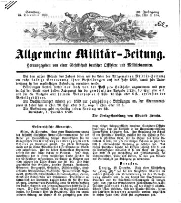 Allgemeine Militär-Zeitung Samstag 25. Dezember 1858