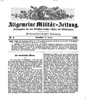 Allgemeine Militär-Zeitung Samstag 25. Januar 1862