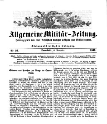 Allgemeine Militär-Zeitung Samstag 15. November 1862